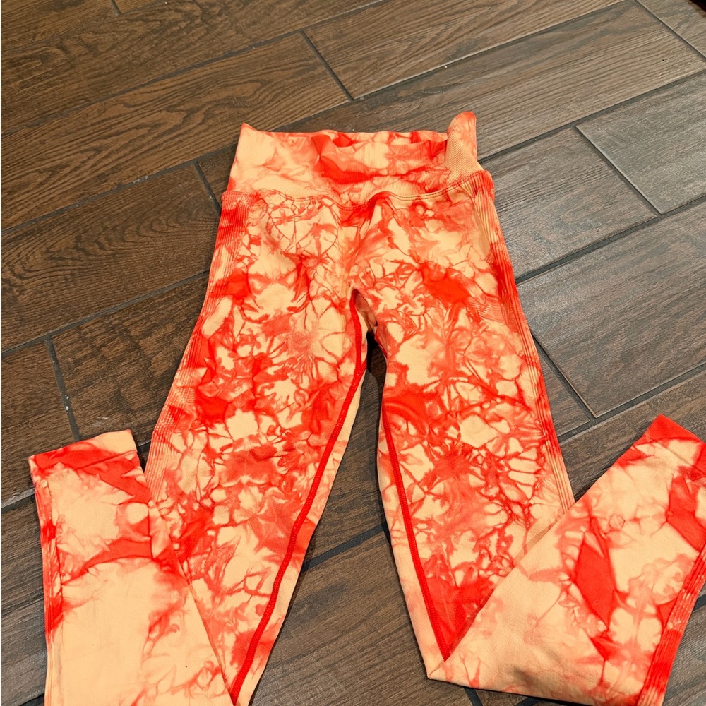 Women's Orange Tie-Dye Leggings